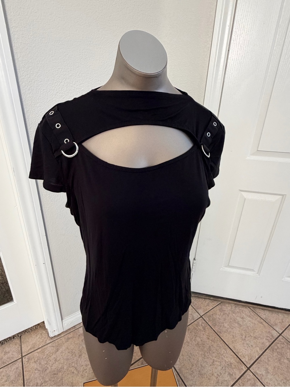Killstar Black Cutout Top with Buckle Rings